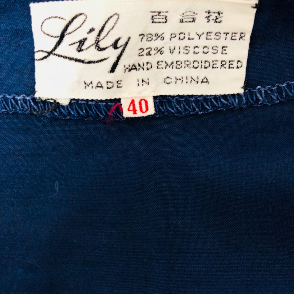 Vintage Lily Embroidered Blouse Garden Floral *124 - Picture 7 of 7